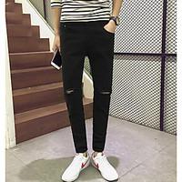 mens mid rise micro elastic jeans pants street chic straight ripped so ...