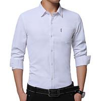 mens solid casual work formal plus size shirtcotton polyester long sle ...