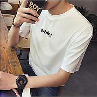 Men\'s Casual/Daily Simple Summer T-shirt, Letter Round Neck Short Sleeve Others