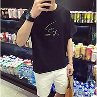 mens casualdaily simple summer t shirt letter round neck short sleeve  ...