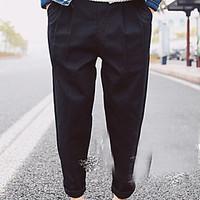 mens mid rise micro elastic chinos pants simple loose solid