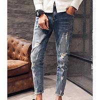 mens mid rise inelastic jeans pants simple straight solid