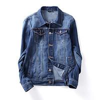 mens korean slim stretch bleached denim jacket cotton polyester solid  ...