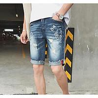 Men\'s Mid Rise Micro-elastic Shorts Pants, Simple Wide Leg Solid Print