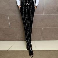 mens mid rise strenchy chinos pants simple slim striped