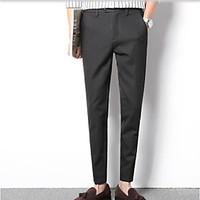 mens mid rise micro elastic business pants simple slim solid