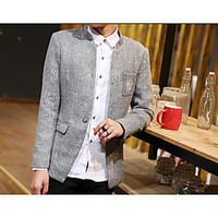 mens casualdaily simple fall blazer solid stand long sleeve regular po ...