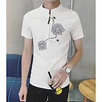 mens casualdaily simple t shirt print stand short sleeve cotton thin