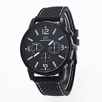 Men\'s Fashion Watch Quartz Casual Watch Silicone Band Black