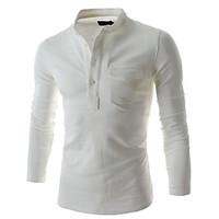 mens casualdaily simple polo solid stand long sleeve cotton thin