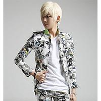 mens casualdaily simple summer fall blazer floral stand long sleeve re ...