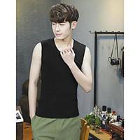 mens casualdaily simple tank top solid v neck sleeveless cotton thin