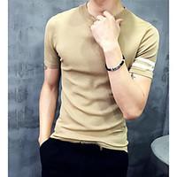 Men\'s Casual/Daily Simple T-shirt, Solid Round Neck Short Sleeve Cotton Thin