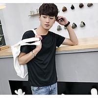 mens casualdaily simple t shirt solid round neck short sleeve cotton t ...