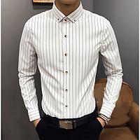 Men\'s Casual/Daily Simple Shirt, Striped Shirt Collar Long Sleeve Cotton Thin