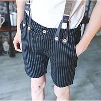 mens mid rise strenchy overalls pants simple slim stripe striped