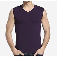 Men\'s Casual/Daily Simple Tank Top, Solid V Neck Sleeveless Cotton Thin