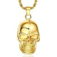 mens pendant necklaces pendants gold plated 18k gold skull skeleton pu ...