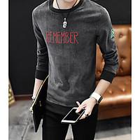 Men\'s Going out Sweatshirt Letter Round Neck Inelastic Polyester Long Sleeve