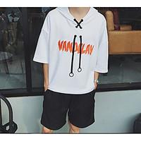 mens casualdaily vintage summer t shirt solid letter round neck short  ...