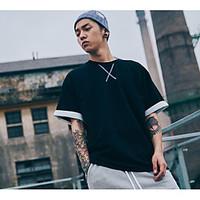 mens casualdaily vintage summer t shirt solid round neck short sleeve  ...