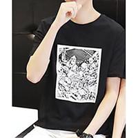 mens casualdaily simple t shirt print round neck short sleeve cotton t ...