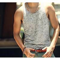 mens casualdaily simple tank top solid round neck sleeveless nylon