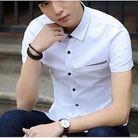 mens casualdaily simple summer shirt solid square neck short sleeve co ...