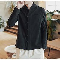 mens dailywear simple spring summer shirt solid shirt collar long slee ...