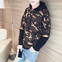 Men\'s Casual/Daily Hoodie Print Round Neck Micro-elastic Polyester