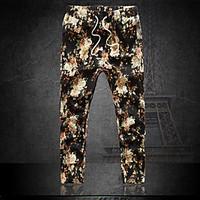 mens mid rise micro elastic chinos pants chinoiserie skinny print