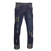 mens high rise micro elastic jeans pants boho straight solid