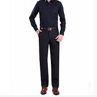 mens low rise micro elastic business pants simple loose solid