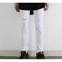 mens high rise micro elastic chinos pants simple straight solid