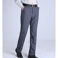 Men\'s Mid Rise Micro-elastic Business Pants, Boho Loose Solid
