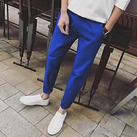 mens low rise strenchy active pants simple relaxed pure color solid