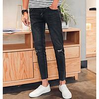 mens mid rise micro elastic skinny culotte pants simple slim solid