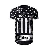 Men\'s Going out Casual/Daily Punk Gothic T-shirt, Striped Galaxy Patchwork Round Neck Short Sleeve Rayon