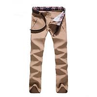 mens mid rise micro elastic chinos pants simple skinny solid