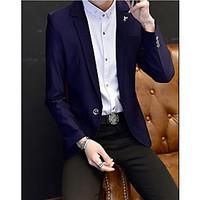 Men\'s Business Others Spring/Fall Blazer, Solid Shirt Collar Long Sleeve Regular Cotton