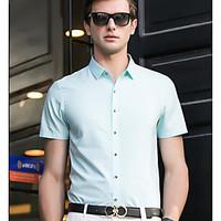 mens casualdaily simple shirt solid standing collar short sleeve cotto ...