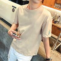 mens casualdaily simple summer fall t shirt solid round neck short sle ...