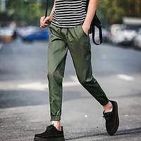 mens mid rise micro elastic skinny pants simple slim solid