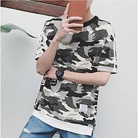 mens casualdaily simple summer t shirt camouflage round neck short sle ...