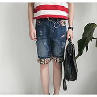 mens mid rise inelastic jeans shorts pants simple wide leg solid