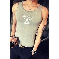 mens casualdaily sports active summer tank top solid letter round neck ...