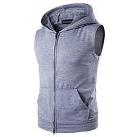 mens casualdaily simple tank top solid hooded sleeveless cotton thin