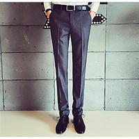 mens mid rise micro elastic business pants simple slim striped