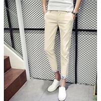 mens mid rise strenchy chinos pants simple slim solid