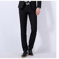 mens mid rise micro elastic business pants simple slim solid